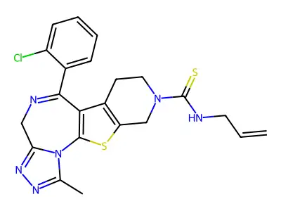 4H-Pyrido(4',3':4,5)thieno(3,2-f)(1,2,4)triazolo(4,3-a)(1,4)diazepine-9(8H)-carbothioamide, 7,10-dihydro-6-(2-chlorophenyl)-1-methyl-N-2-propenyl- structure