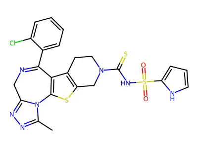 4H-Pyrido(4',3':4,5)thieno(3,2-f)(1,2,4)triazolo(4,3-a)(1,4)diazepine-9(8H)-carbothioamide, 7,10-dihydro-6-(2-chlorophenyl)-1-methyl-N-(1H-pyrrol-2-ylsulfonyl)- structure