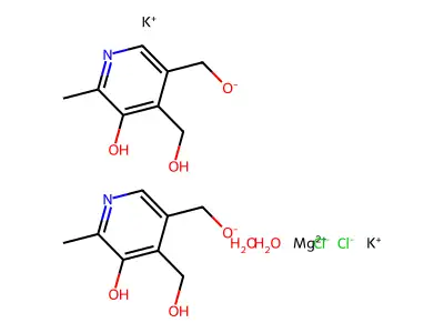 3,4-Pyridinedimethanol, 5-hydroxy-6-methyl-, magnesium complex structure