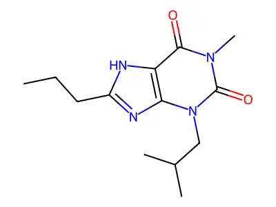 1H-Purine-2,6-dione, 3,7-dihydro-1-methyl-3-(2-methylpropyl)-8-propyl- structure