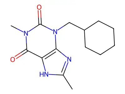 1H-Purine-2,6-dione, 3,7-dihydro-3-(cyclohexylmethyl)-1,8-dimethyl- structure