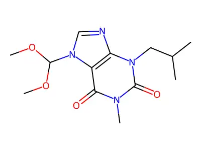 1H-Purine-2,6-dione, 3,7-dihydro-7-(dimethoxymethyl)-1-methyl-3-(2-methylpropyl)- structure