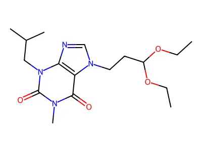 1H-Purine-2,6-dione, 3,7-dihydro-7-(3,3-diethoxypropyl)-1-methyl-3-(2-methylpropyl)- structure