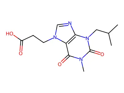 7H-Purine-7-propanoic acid, 1,2,3,6-tetrahydro-2,6-dioxo-1-methyl-3-(2-methylpropyl)- structure