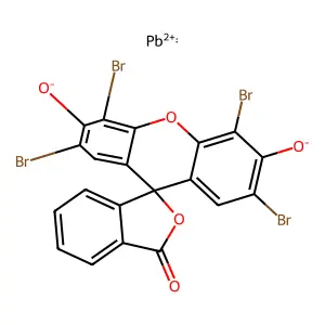 2-(2,4,5,7-tetrabromo-3,6-dihydroxyxanthen-9-yl)benzoic acid, lead salt structure