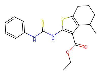ethyl 4-methyl-2-[(phenylcarbamothioyl)amino]-4,5,6,7-tetrahydro-1-benzothiophene-3-carboxylate structure