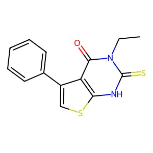 Thieno(2,3-d)pyrimidin-4(1H)-one, 2,3-dihydro-3-ethyl-5-phenyl-2-thioxo- structure