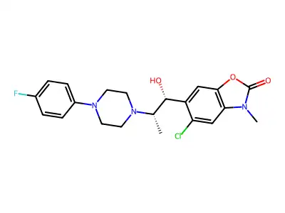 2(3H)-Benzoxazolone, 5-chloro-6-(2-(4-(4-fluorophenyl)-1-piperazinyl)-1-hydroxypropyl)-3-methyl-, (R*,S*)- structure
