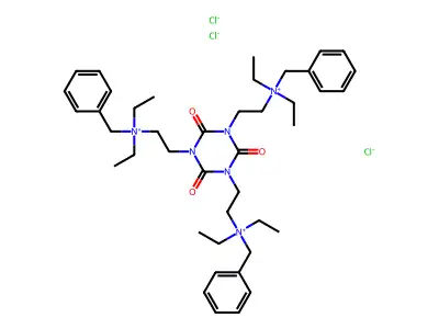 1,3,5-Triazine-1,3,5(2H,4H,6H)-triethanaminium, N,N,N',N',N'',N''-hexaethyl-2,4,6-trioxo-N,N',N''-tris(phenylmethyl)-, trichloride structure