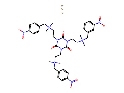 1,3,5-Triazine-1,3,5(2H,4H,6H)-triethanaminium, N,N,N',N',N'',N''-hexamethyl-2,4,6-trioxo-N,N',N''-tris((4-nitrophenyl)methyl)-, tribromide structure