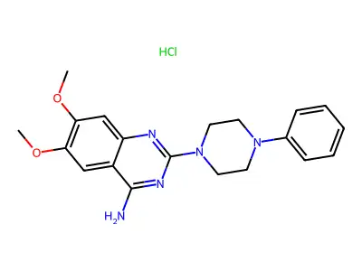 4-Quinazolinamine, 6,7-dimethoxy-2-(4-phenyl-1-piperazinyl)-, monohydrochloride structure