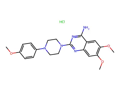 4-Quinazolinamine, 6,7-dimethoxy-2-(4-(4-methoxyphenyl)-1-piperazinyl)-, monohydrochloride structure