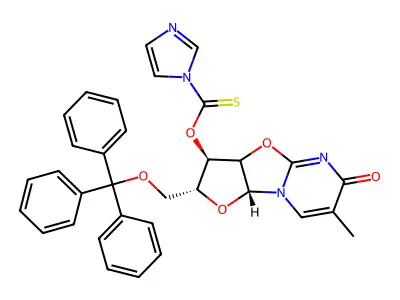 Anhydro-trityl-imidazoyl-thiocarbonyl-T structure