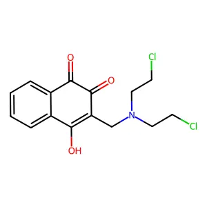 Q112 2-(Bis(2-chloroethyl)aminomethyl)-3-hydroxy-1,4-naphthoquinone structure
