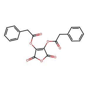 Dihydroxymaleic anhydride bis(phenylacetate) structure