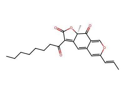 9a-Methyl-3-octanoyl-6-prop-1-enylfuro[3,2-g]isochromene-2,9-dione structure