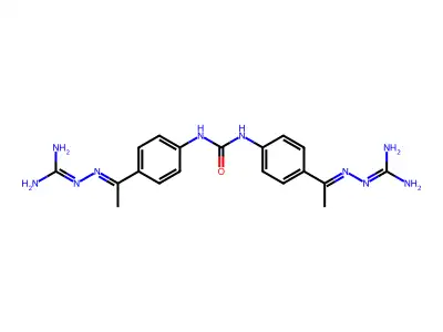 1,3-bis[4-[N-(diaminomethylideneamino)-C-methylcarbonimidoyl]phenyl]urea structure