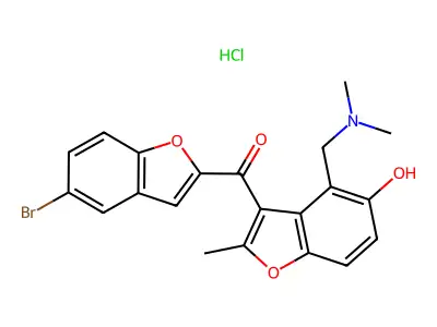 Methanone, (5-bromo-2-benzofuranyl)(4-((dimethylamino)methyl)-5-hydroxy-2-methyl-3-benzofuranyl)-, hydrochloride, hydrate structure