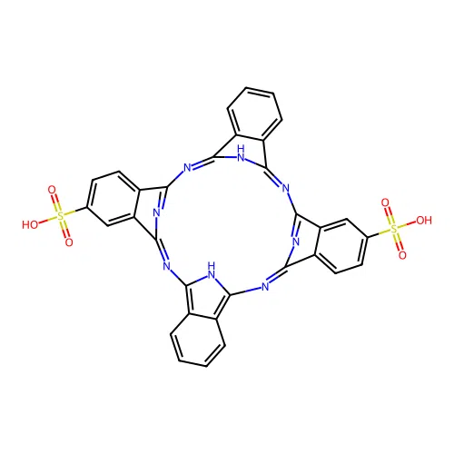 2,11,20,29,37,38,39,40-Octazanonacyclo[28.6.1.13,10.112,19.121,28.04,9.013,18.022,27.031,36]tetraconta-1(36),2,4(9),5,7,10(40),11,13,15,17,19,21(38),22(27),23,25,28,30,32,34-nonadecaene-6,24-disulfonic acid structure