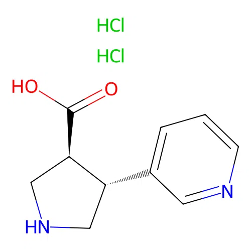 (3S,4R)-4-(Pyridin-3-yl)pyrrolidine-3-carboxylic acid dihydrochloride structure