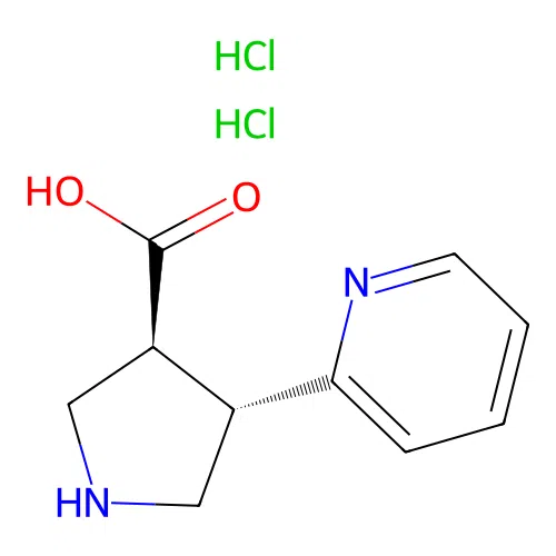 (3S,4S)-4-(Pyridin-2-yl)pyrrolidine-3-carboxylic acid dihydrochloride structure