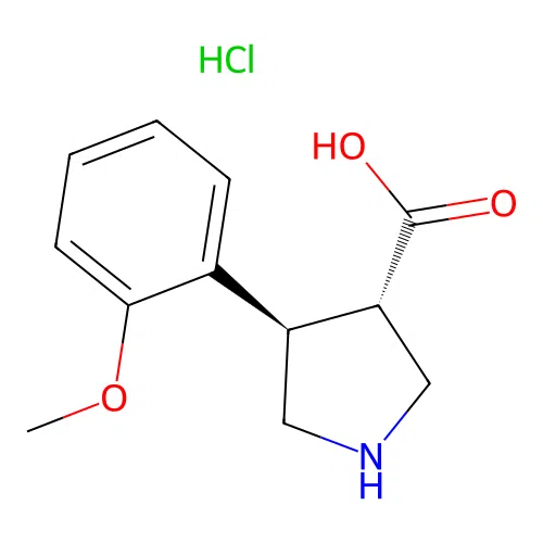 (3S,4R)-4-(2-Methoxyphenyl)pyrrolidine-3-carboxylic acid;hydrochloride structure