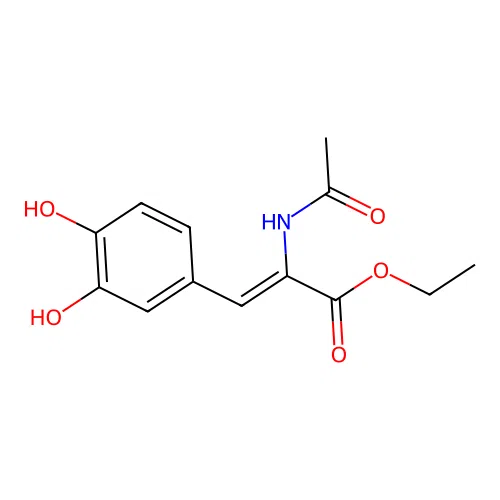 N-acetyl-alpha, beta-dehydro-3,4-dihydroxyphenylalanine ethyl ester structure