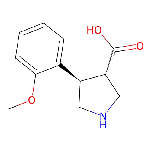 (3S,4R)-4-(2-methoxyphenyl)pyrrolidine-3-carboxylic acid structure