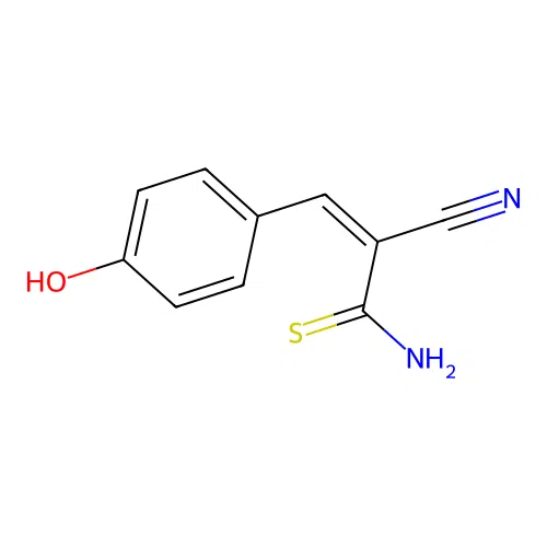 2-Cyano-3-(4-hydroxyphenyl)thioacrylamide structure