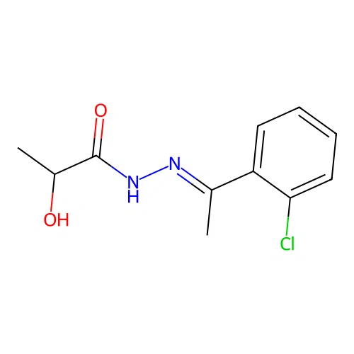 Propanoic acid, 2-hydroxy-, (1-(2-chlorophenyl)ethylidene)hydrazide, (E)- structure