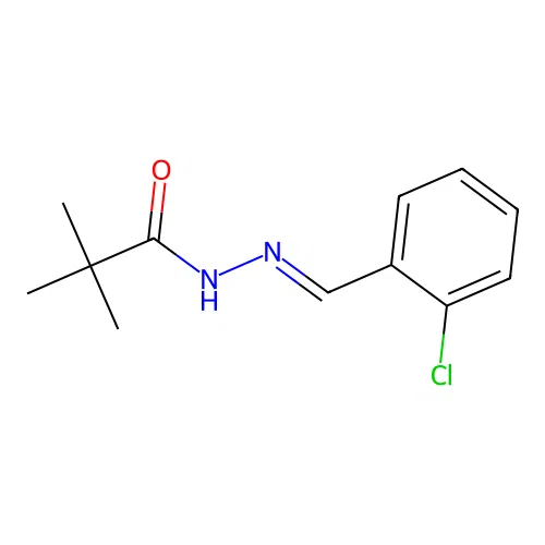 Propanoic acid, 2,2-dimethyl-, ((2-chlorophenyl)methylene)hydrazide, (E)- structure