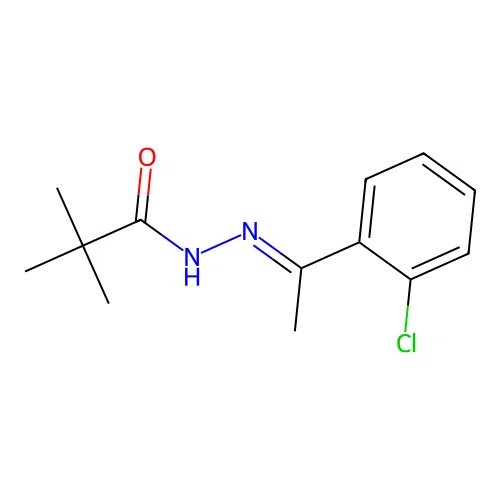 Propanoic acid, 2,2-dimethyl-, (1-(2-chlorophenyl)ethylidene)hydrazide, (E)- structure