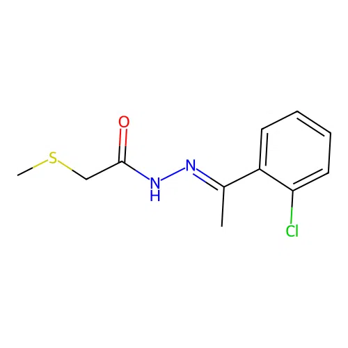 Acetic acid, (methylthio)-, (1-(2-chlorophenyl)ethylidene)hydrazide, (E)- structure