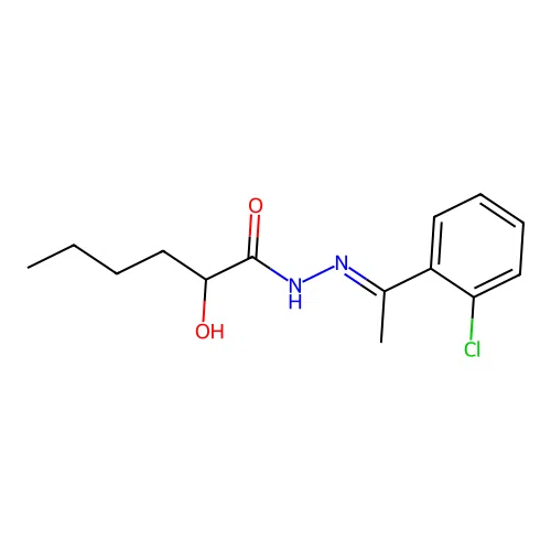 Hexanoic acid, 2-hydroxy-, (1-(2-chlorophenyl)ethylidene)hydrazide, (E)- structure