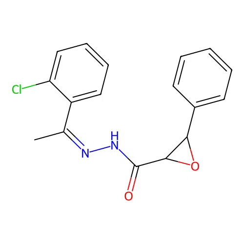 Oxiranecarboxylic acid, 3-phenyl-, (1-(2-chlorophenyl)ethylidene)hydrazide structure