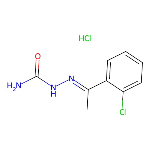 Hydrazinecarboxamide, 2-(1-(2-chlorophenyl)ethylidene)-, monohydrochloride, (E)- structure