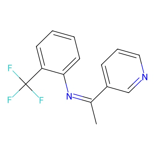 N-[(E)-1-(3-pyridinyl)ethylidene]-2-(trifluoromethyl)aniline structure