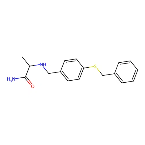 2-[(4-Benzylsulfanylphenyl)methylamino]propanamide structure