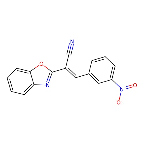 (2E)-2-(1,3-benzoxazol-2-yl)-3-(3-nitrophenyl)prop-2-enenitrile structure