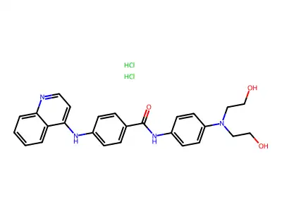 N-(4-(Bis(2-hydroxyethyl)amino)phenyl)-4-(4-quinolinylamino)benzamide dihydrochloride structure