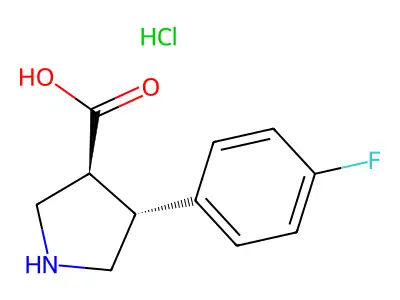 (3S,4R)-4-(4-fluorophenyl)pyrrolidine-3-carboxylic acid hydrochloride structure