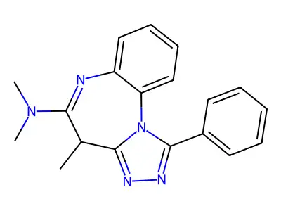 4H-(1,2,4)Triazolo(4,3-a)(1,5)benzodiazepin-5-amine, 1-phenyl-N,N,4-trimethyl- structure