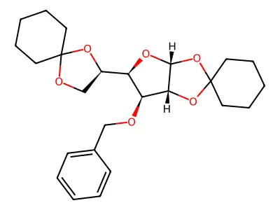 3-O-Benzyl-1,2,5,6-di-O-cyclohexylidene-alpha-D-glucofuranose structure