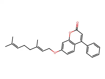 7-{[(2E)-3,7-dimethyl-2,6-octadien-1-yl]oxy}-4-phenyl-2H-chromen-2-one structure