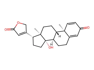 14-Hydroxy-3-oxocarda-1,4,20(22)-trienolide structure