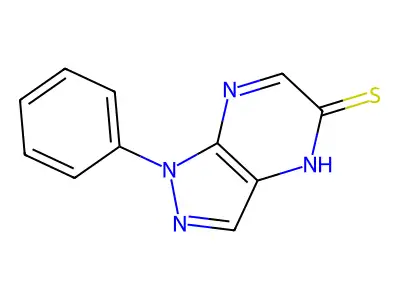 5H-Pyrazolo(3,4-b)pyrazine-5-thione, 1,4-dihydro-1-phenyl- structure