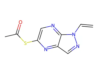 Ethanethioic acid, S-(1-ethenyl-1H-pyrazolo(3,4-b)pyrazin-5-yl) ester structure