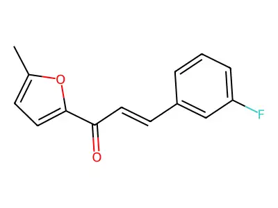 (E)-3-(3-fluorophenyl)-1-(5-methylfuran-2-yl)prop-2-en-1-one structure