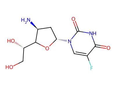 1-(3-Amino-2,3-dideoxy-beta-D-ribo-hexofuranosyl)-5-fluorouracil structure