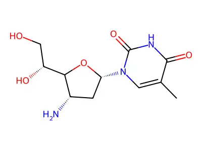 1-(3-Amino-2,3-dideoxy-alpha-D-ribo-hexofuranosyl)thymine structure